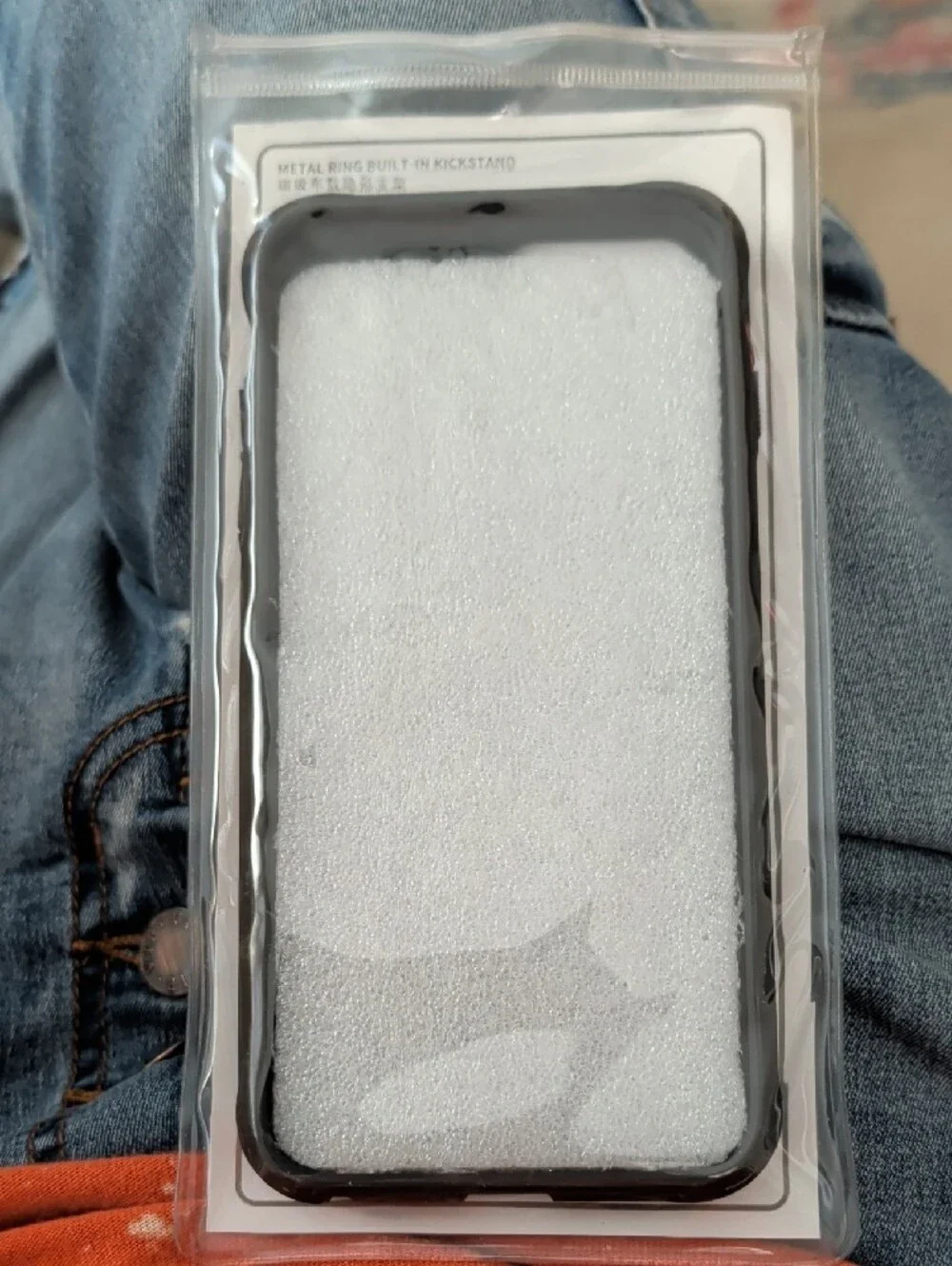 Blue Protective Phone Case with Built-In Metal Ring Kickstand